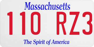 MA license plate 110RZ3