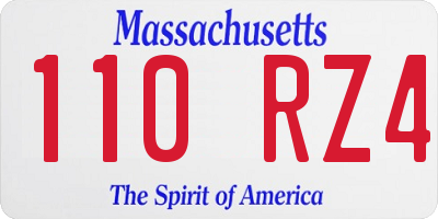 MA license plate 110RZ4