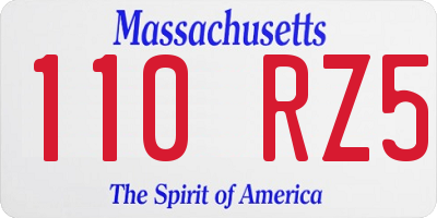 MA license plate 110RZ5