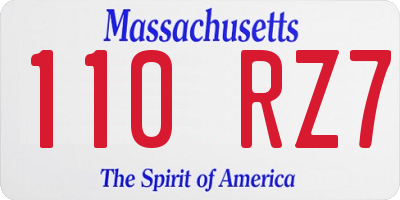 MA license plate 110RZ7