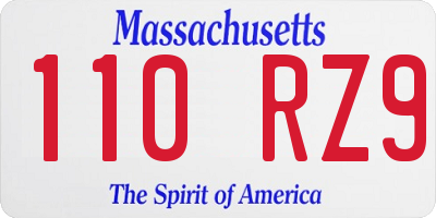MA license plate 110RZ9