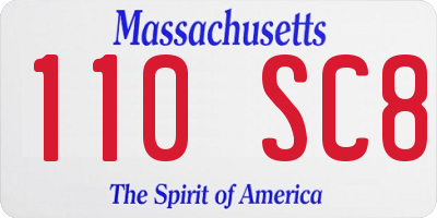 MA license plate 110SC8