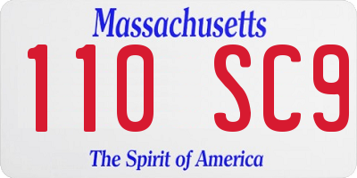 MA license plate 110SC9