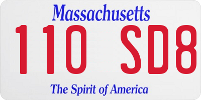 MA license plate 110SD8