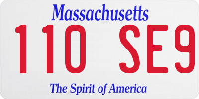 MA license plate 110SE9