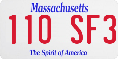 MA license plate 110SF3