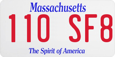 MA license plate 110SF8