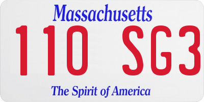 MA license plate 110SG3