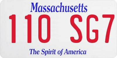 MA license plate 110SG7