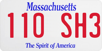 MA license plate 110SH3