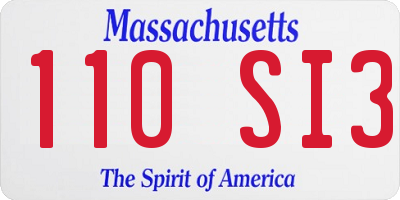 MA license plate 110SI3