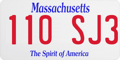 MA license plate 110SJ3