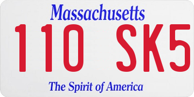 MA license plate 110SK5