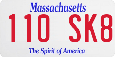 MA license plate 110SK8