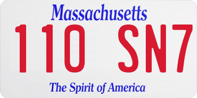 MA license plate 110SN7
