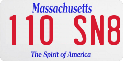 MA license plate 110SN8
