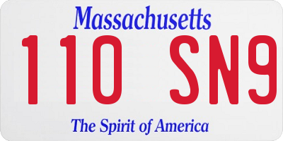 MA license plate 110SN9