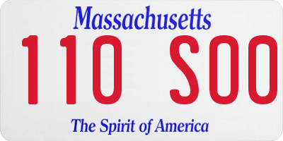 MA license plate 110SO0