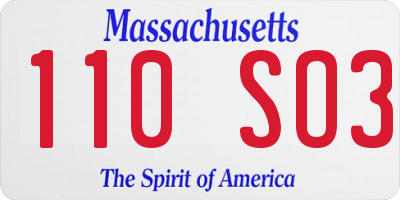 MA license plate 110SO3