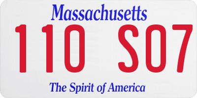 MA license plate 110SO7