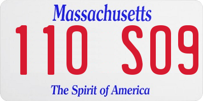 MA license plate 110SO9