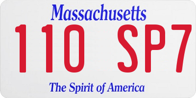 MA license plate 110SP7