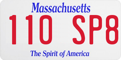 MA license plate 110SP8