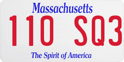 MA license plate 110SQ3
