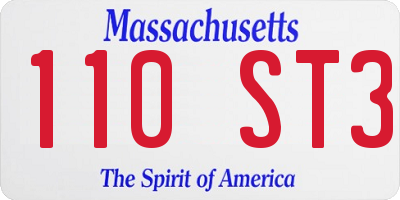 MA license plate 110ST3