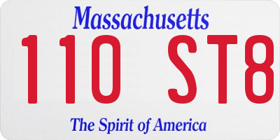 MA license plate 110ST8