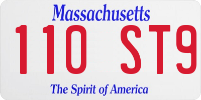 MA license plate 110ST9