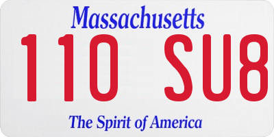 MA license plate 110SU8