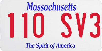 MA license plate 110SV3