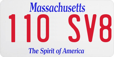 MA license plate 110SV8