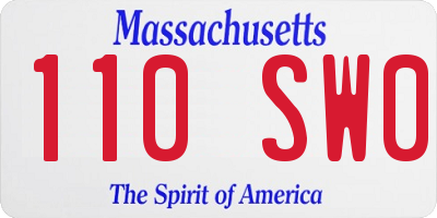 MA license plate 110SW0