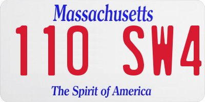 MA license plate 110SW4