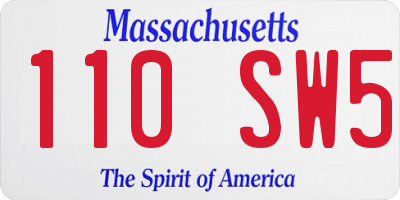 MA license plate 110SW5