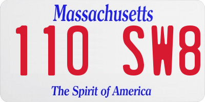 MA license plate 110SW8