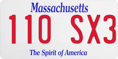 MA license plate 110SX3