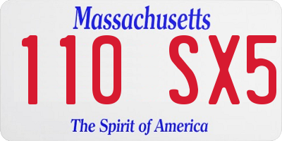 MA license plate 110SX5