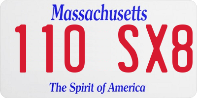 MA license plate 110SX8