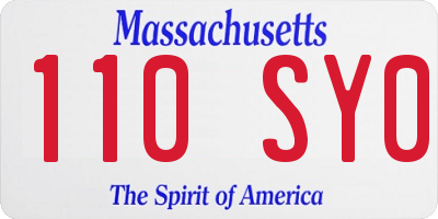 MA license plate 110SY0