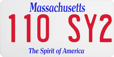 MA license plate 110SY2