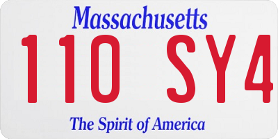MA license plate 110SY4