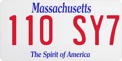 MA license plate 110SY7