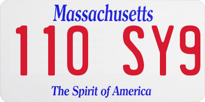 MA license plate 110SY9