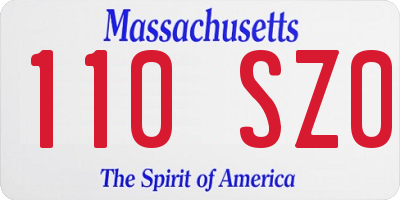 MA license plate 110SZ0