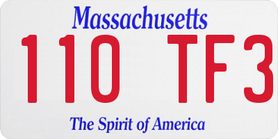 MA license plate 110TF3