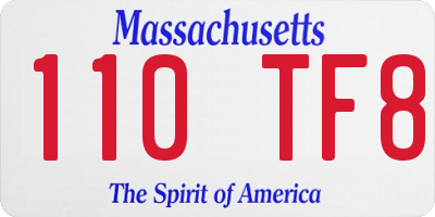 MA license plate 110TF8