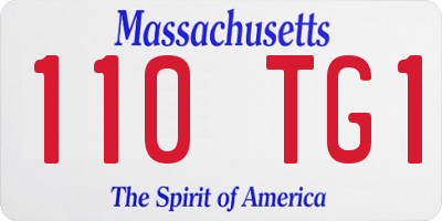 MA license plate 110TG1